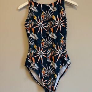 Tropical Print High Neck One Piece by Lifestyler